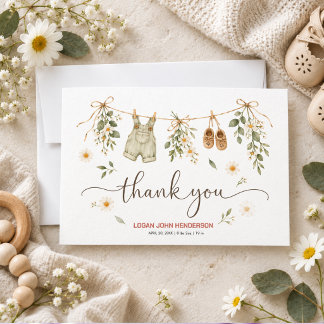 Vintage Watercolor Baseball First Birthday Thank You Card