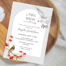 Vintage Watercolor Birdie On The Way Baby Shower