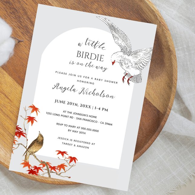 Vintage Watercolor Birdie On The Way Baby Shower Invitation (Creator Uploaded)