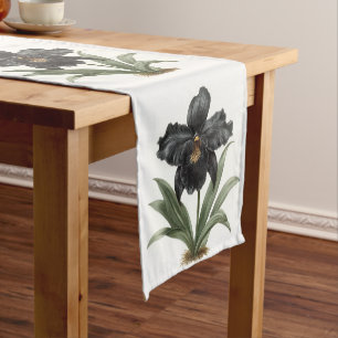 Vintage watercolor black orchids table runner