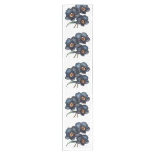 Vintage watercolor black orchids table runner