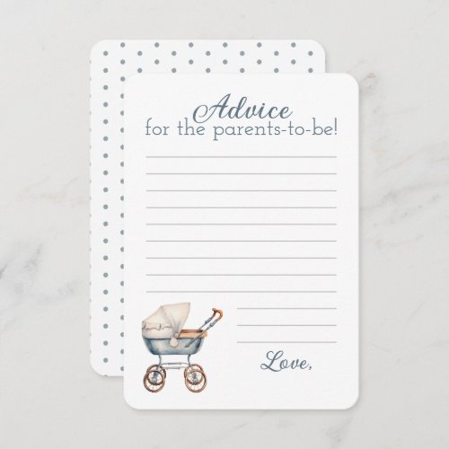 Vintage Watercolor Blue Baby Carriage Baby Advice Note Card