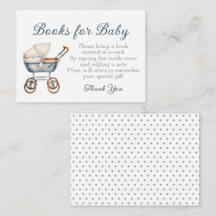 Vintage Watercolor Blue Baby Carriage Personalized Note Card