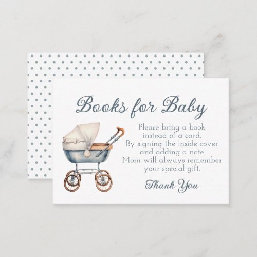 Vintage Watercolor Blue Baby Carriage Personalized Note Card