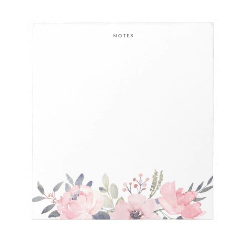 Vintage Watercolor Blush Flowers Notepad