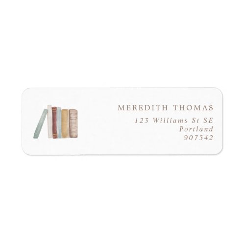  Vintage Watercolor Books Return Address Label