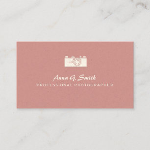 Vintage Watercolor Camera And Rose Photography  Business Card