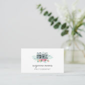 Vintage Watercolor Camera Business Card (Standing Front)