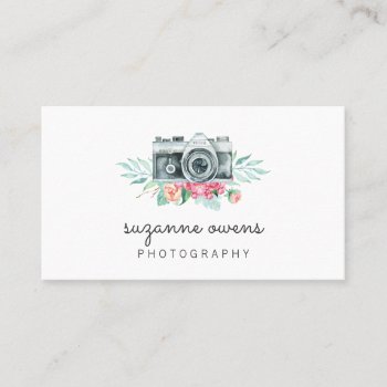 Vintage Watercolor Camera Business Card by NoteworthyPrintables at Zazzle