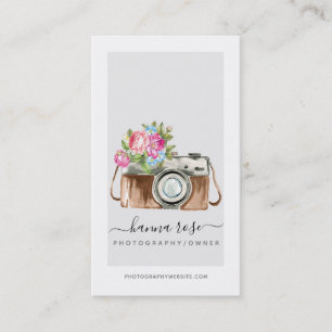 Vintage Watercolor Camera Business Cards
