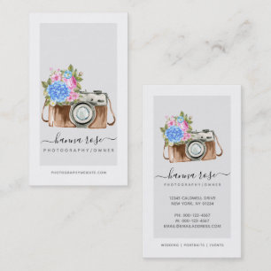 Vintage Watercolor Camera Business Cards