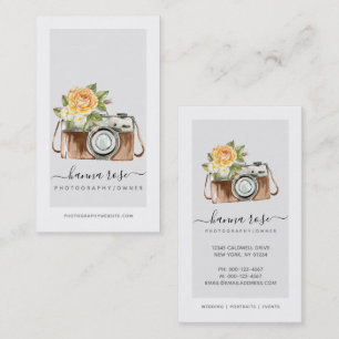 Vintage Watercolor Camera Business Cards