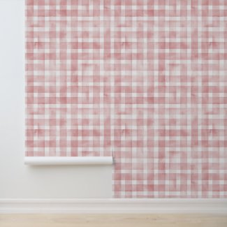 Vintage Watercolor Cavern Pink Gingham Pattern