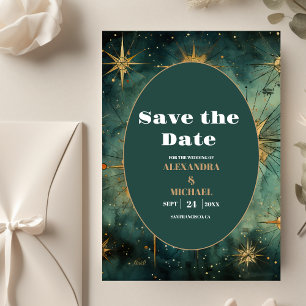 Vintage Watercolor Celestial Wedding Save The Date