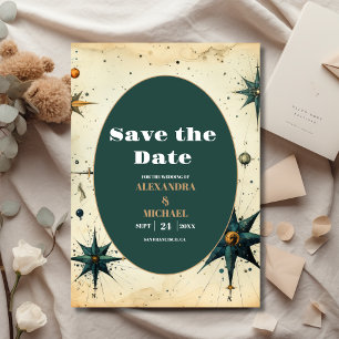 Vintage Watercolor Celestial Wedding Save The Date