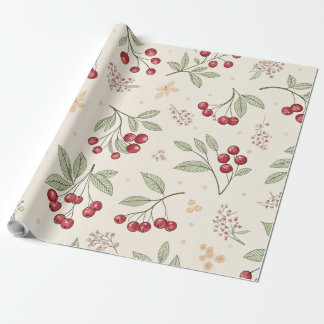 Vintage Watercolor Cherry Wrapping Paper