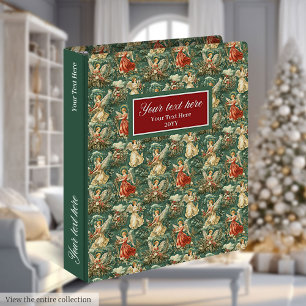 Vintage watercolor Christmas angels pastel colors 3 Ring Binder