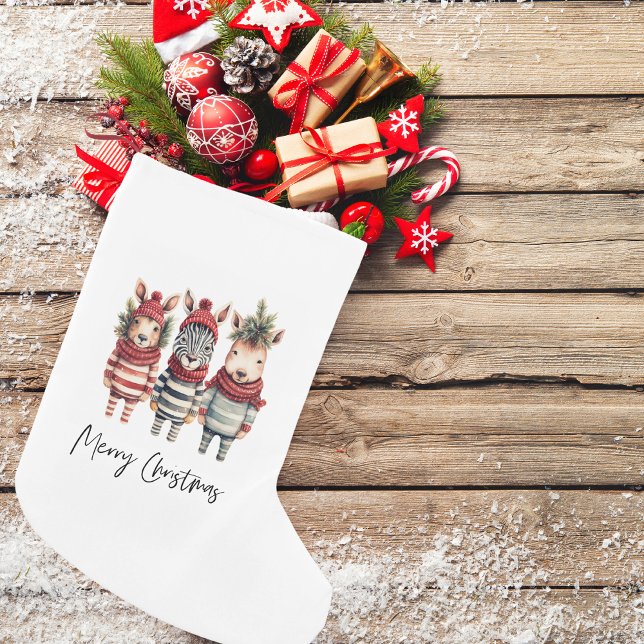 Vintage Watercolor Christmas Animals Small Christmas Stocking (Creator Uploaded)