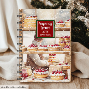 Vintage Watercolor Christmas Cookbook Notebook