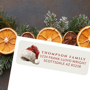 Vintage Watercolor Christmas Hat Return Address Label