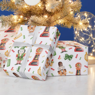 Vintage Watercolor Christmas Nutcrackers Wrapping Paper