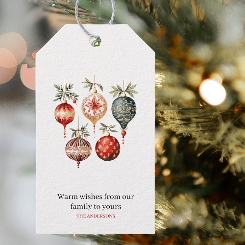 Vintage Watercolor Christmas Ornaments Gift Tags