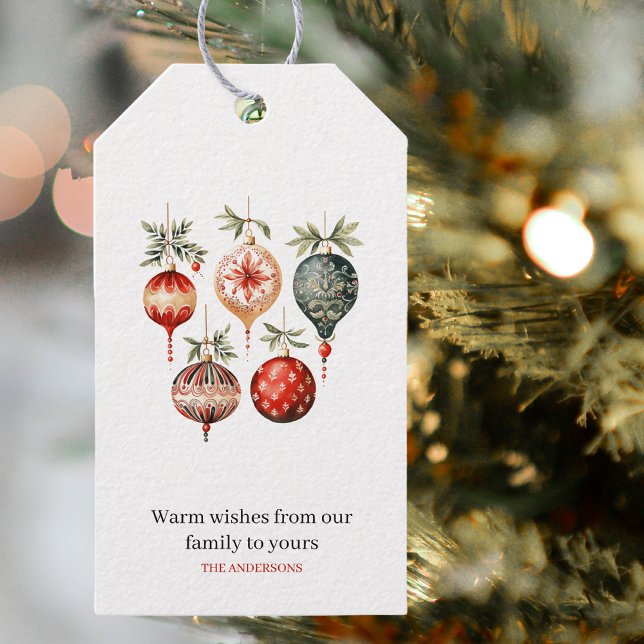 Vintage Watercolor Christmas Ornaments Gift Tags (Creator Uploaded)