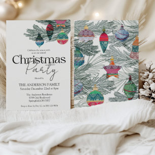 Vintage Watercolor Christmas Party Invitation