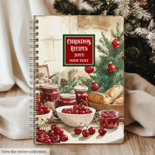 Vintage Watercolor Christmas Recipe Organizer Notebook
