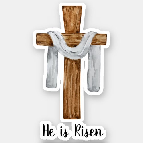 Vintage Watercolor Cross Easter Holiday Sticker