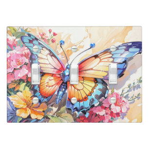 Vintage Watercolor Dancing Butterfly Illustration Light Switch Cover