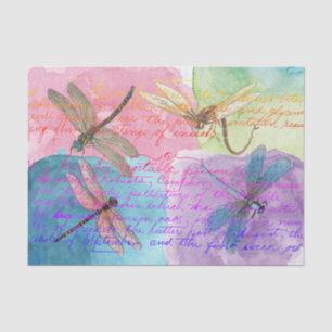 Vintage Watercolor Dragonflies Decoupage Tissue Paper