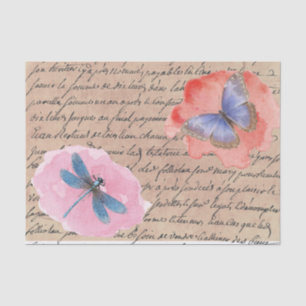 Vintage Watercolor Dragonflies Deocoupage Tissue Paper