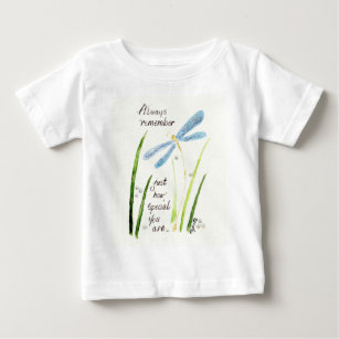 Vintage Watercolor Dragonfly Always Remember text  Baby T-Shirt