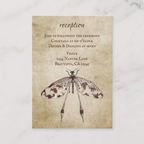 Vintage Watercolor Dragonfly Wedding Reception Enclosure Card