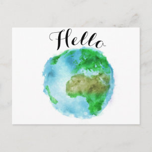 vintage watercolor earth postcard