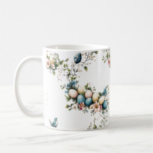 Vintage Watercolor Easter Birds & Floral Spring Coffee Mug