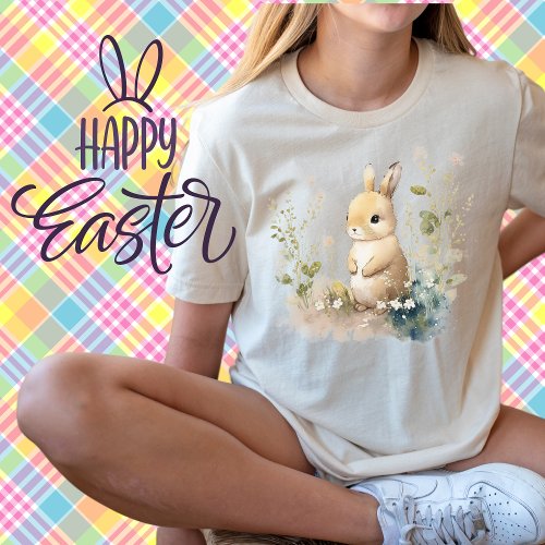 Vintage Watercolor Easter Bunny_Cute Easter Rabbit T_Shirt