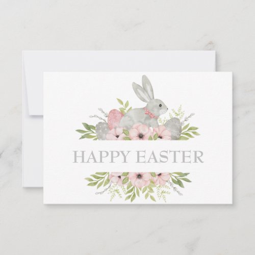 Vintage Watercolor Easter Bunny Easter Eggs Card