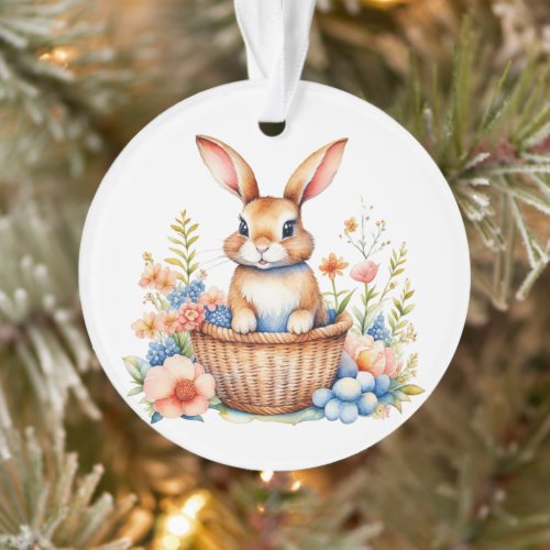 Vintage Watercolor Easter Bunny Rabbit Personalize Ornament