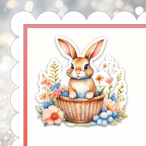 Vintage Watercolor Easter Bunny Rabbit  Sticker