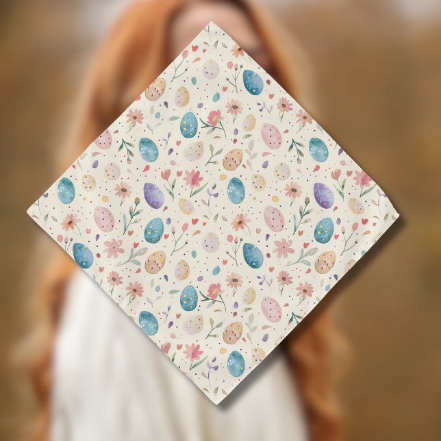 Vintage Watercolor Easter Flowers Leaves Eggs Bandana (Creator Uploaded)