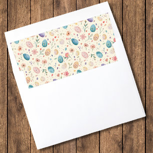 Vintage Watercolor Easter Flowers Leaves Eggs Envelope Liner