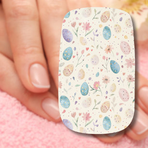Vintage Watercolor Easter Flowers Leaves Eggs Minx Nail Art