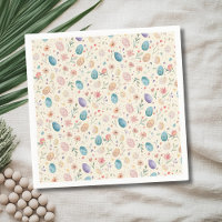 Vintage Watercolor Easter Flowers Leaves Eggs