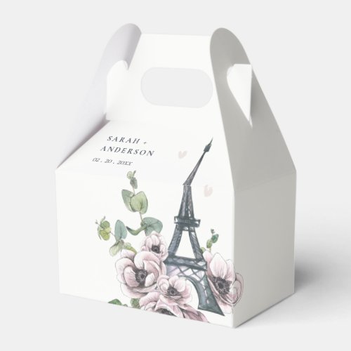 Vintage Watercolor Eiffel Tower Floral Wedding Favor Boxes