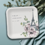 Vintage Watercolor Eiffel Tower Floral Wedding Paper Plates<br><div class="desc">Vintage Pastel Watercolor Eiffel Tower Collection- it's an elegant minimal watercolor Illustration of Eiffel Tower Hearts and floral  Perfect for your French destination wedding & parties. It’s very easy to customize,  with your personal details. If you need any other matching product or customization,  kindly message via Zazzle.</div>