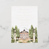 Vintage Watercolor English Manor Wedding Foil Invitation (Standing Front)