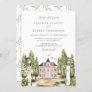 Vintage Watercolor English Manor Wedding Invitation