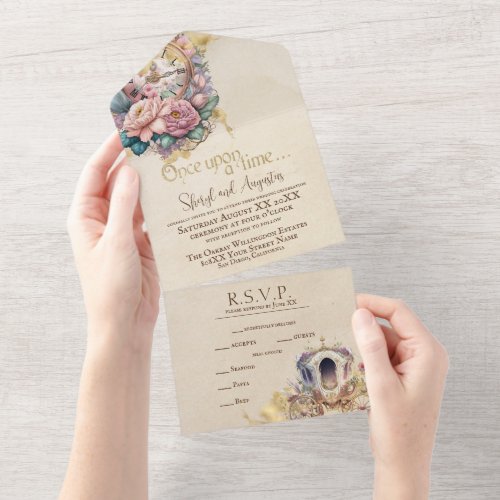 Vintage Watercolor Fairy Tale All In One Invitation